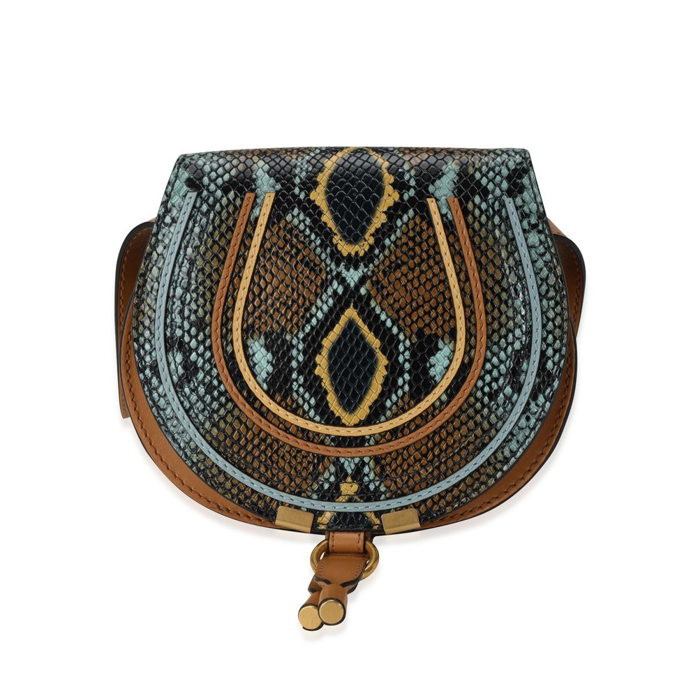 Chloe Brown And Teal Python-Embossed Calfskin Sma… - image 1